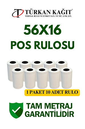 56x16 Termal Rulo Yazarkasa Pos Rulosu Pos Kağıdı 1 Paket 10 Adet Tam Metraj Garantili