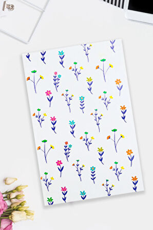 Çiçekli Beyaz Tasarım Defter