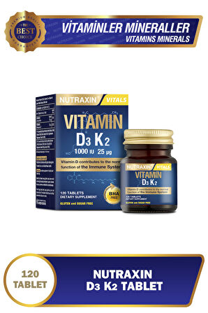 Vitamin D3K2 1000 IU 120 Tablet
