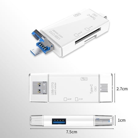 Kart Okuyucu Usb Otg Hub Type-C Micro 6IN1 Adaptör YD40 Veri Aktarımı Donanım Dosya Transferi
