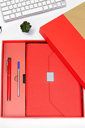 Kırmızı Kutulu Defter Kalem Seti