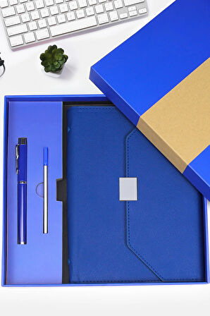 Mavi Kutulu Defter Kalem Seti