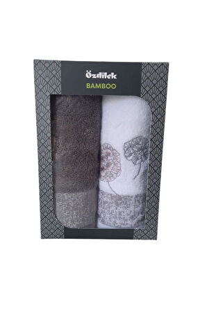 Özdilek Phlox Bambu 2'li Havlu 50x90cm - Antrasit Beyaz