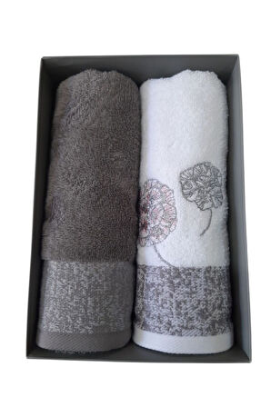 Özdilek Phlox Bambu 2'li Havlu 50x90cm - Antrasit Beyaz