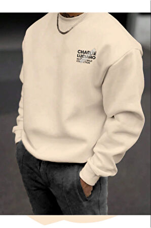 3 Iplik Beyaz Kışlık Charlie Luciano Kalın Sweatshirt