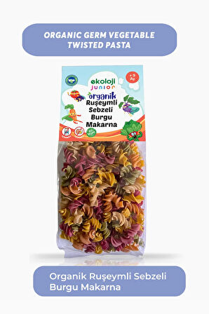 Organik Ruşeymli Sebzeli Burgu Makarna 250 gr3Paket Organic Wheat Vegetable Twisted Pasta 250gr3pack