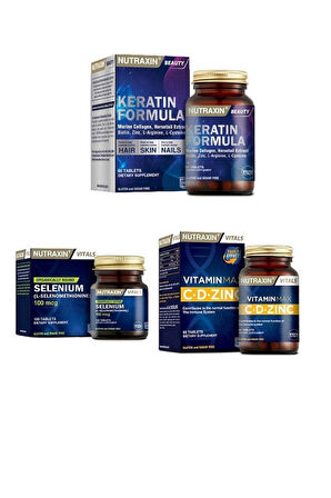 Nutraxin Keratin Formula biotin, Çinko Ve B Vitaminleri ve Selenyum + C-d-zinc 60 T.
