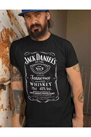 Jack Daniels Viski Baskılı Siyah Overisize T-shirt