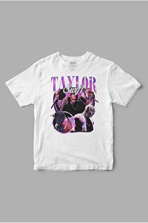 "Taylor Swift Kanye West" Retro Baskılı Tişört