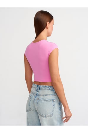 30528 Pamuk ve Modal Karışımlı Crop Top-Pembe
