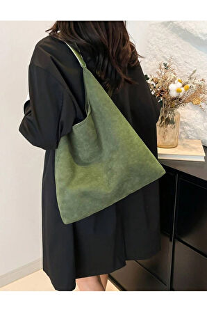 Büyük Kapasiteli Gündelik Tote Çanta Kadınlar Günlük Kullanım Ve İşe Gidiş İçin Trendy Süet Çanta