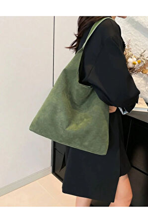 Büyük Kapasiteli Gündelik Tote Çanta Kadınlar Günlük Kullanım Ve İşe Gidiş İçin Trendy Süet Çanta