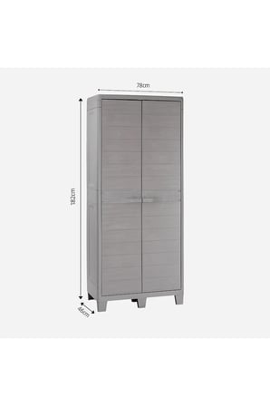 Toomax  XL Tall Dolap Bahçe Dolabı, Balkon Dolabı, Banyo Dolabı 78x46x182cm Açık Gri