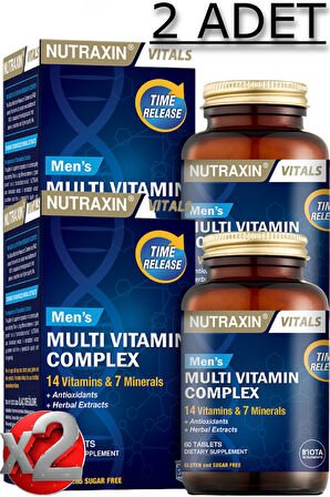 2 Adet Nutraxin Men's Multi Vitamin ve Mineral Complex 60 Adet Tablet - (Erkeklere Özel Formül)