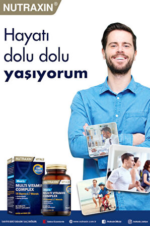 2 Adet Nutraxin Men's Multi Vitamin ve Mineral Complex 60 Adet Tablet - (Erkeklere Özel Formül)