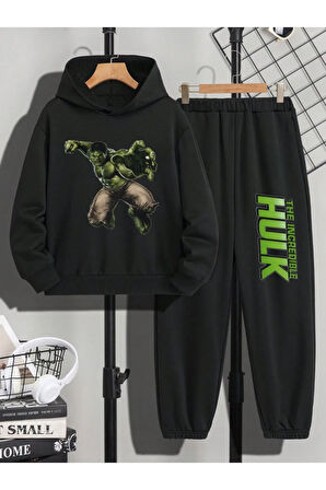 Hulk Baskılı Erkek Çocuk Eşofman Takımı 2 İplik Şardonlu