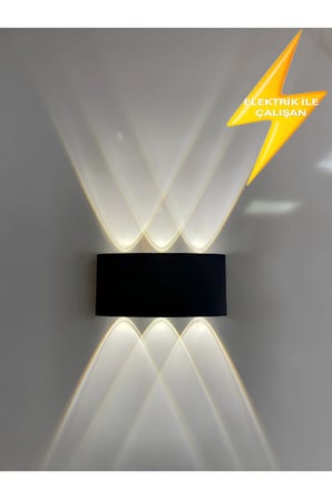 Modern Tasarım Dekoratif Led Aplik Iç Dış Mekan Ledli Aplik Amber Renk Işık Siyah Plastik