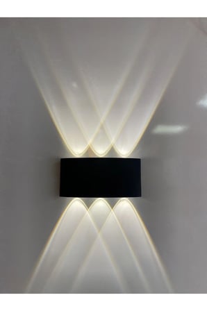 Modern Tasarım Dekoratif Led Aplik Iç Dış Mekan Ledli Aplik Amber Renk Işık Siyah Plastik
