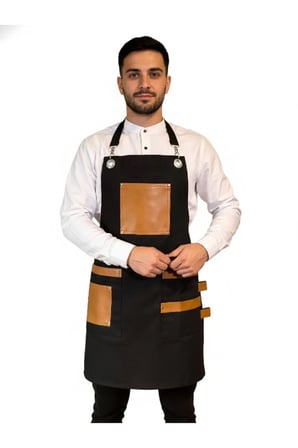 Yeni Sezon Trend Önlükler Deri Cep Detaylı Chef Garson Cafe Önlükleri