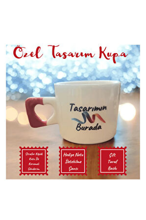Özel Tasarım El Yapımı Kalp Kupa Mug - Çay Kahve Fincanı