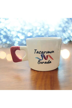 Özel Tasarım El Yapımı Kalp Kupa Mug - Çay Kahve Fincanı