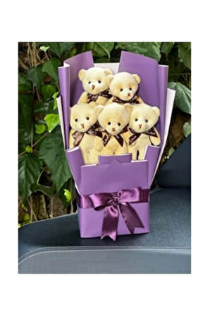Sevgiliye Arkadaşa Mor Temalı Ayıcık Buketi