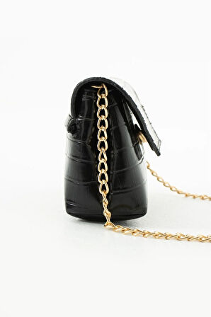 Parlak timsah deri baskılı özel tasarım çapraz zincir askılı çanta