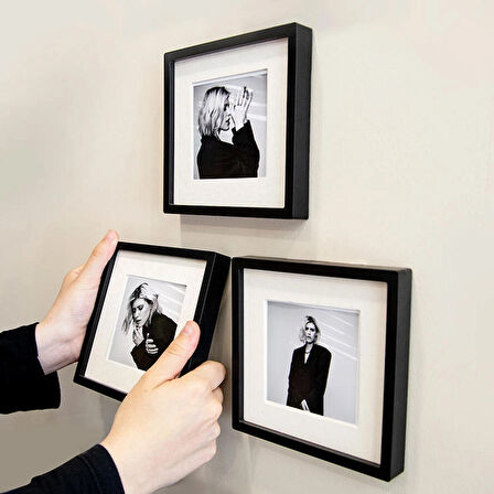 Nobbystar Yapışkanlı Sök-Tak Paspartulu Siyah 14x14cm POLA Kare Fotoğraf Çerçevesi - 6'lı Paket