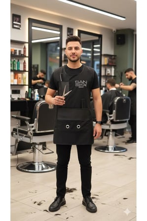 Kuaför Yelek Önlük Çift Taraflı Deri Detaylı Boya Önlüğü