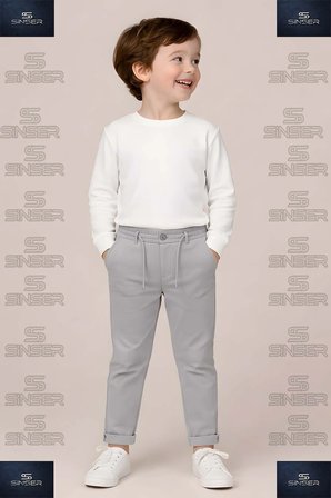 ERKEK Stil Pantolon Bel Lastikli Likralı Paça Katlamalı