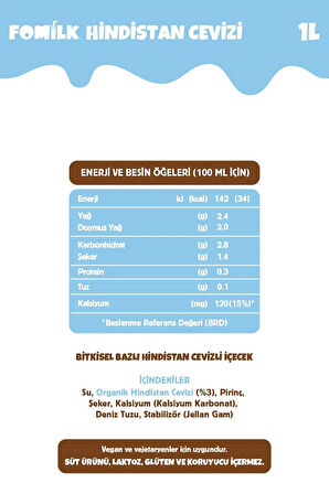 Hindistan Cevizi Sütü Glutensiz Bitkisel Bazlı Laktozsuz Vegan 1 L X 6 ADET