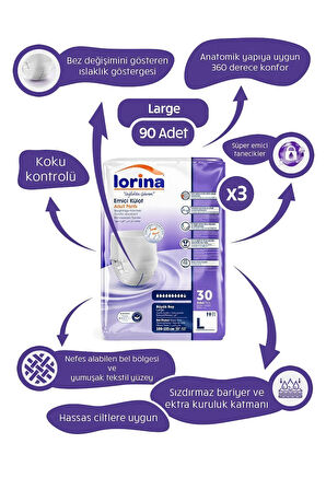 Lorina Emici Külot Hasta Bezi Large 90'lı