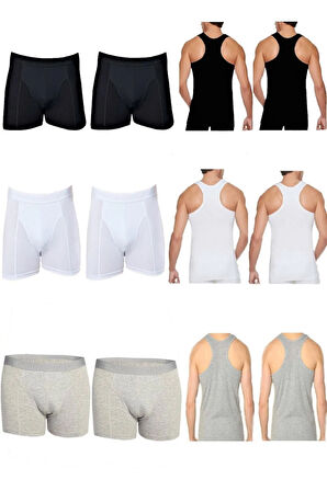 Erkek 6 Adet Sporcu Atlet 6 Adet Elastan Boxer - 12li Paket