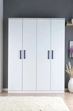 4 Kapılı Beyaz Gardırop Dolap T-900 120 X 174 X 45