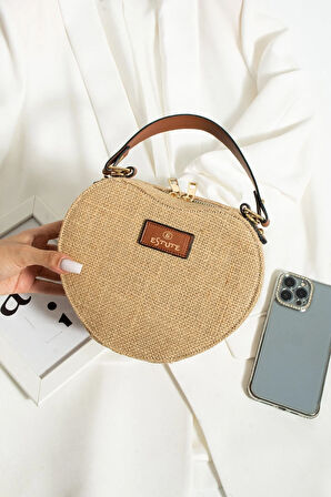 Hasır El Çantası Ve Omuz Çantası Kalpli Çanta