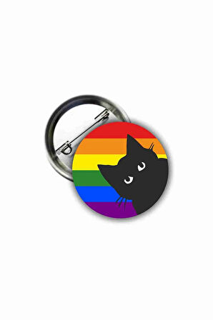 Pride Flag Cat Gökkuşağı Buton Rozet