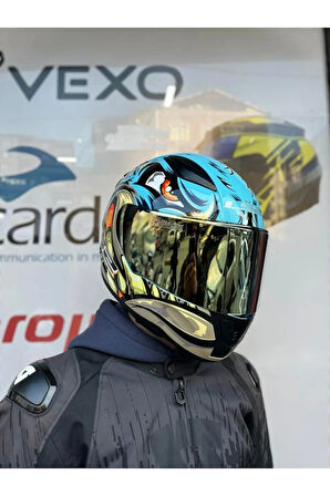 Rapıd 2 Neo Mavi-mor Kask - Gold Vizör