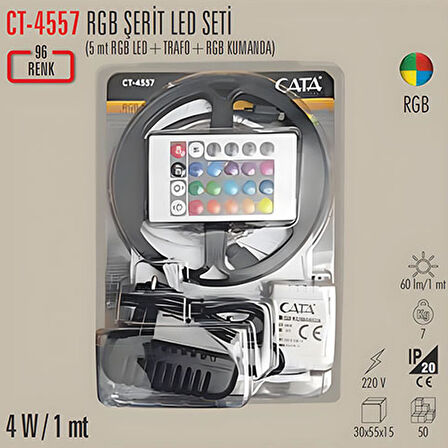 Cata Ct-4557 RGB Şerit Led Seti 5mt