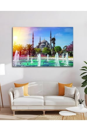 Sultan Ahmet Cami Dini İslami Cam Tablo Modern Ev Ofis Salon Duvar Oda Dekoru Hediyelik
