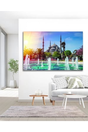 Sultan Ahmet Cami Dini İslami Cam Tablo Modern Ev Ofis Salon Duvar Oda Dekoru Hediyelik