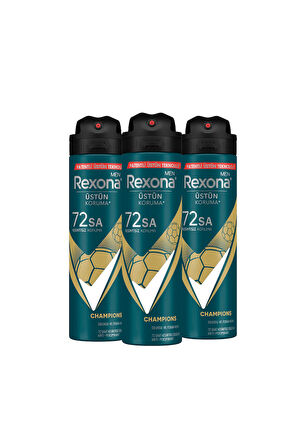 Men Erkek Sprey Deodorant Champions 72 Saat Kesintisiz Üstün Koruma 150 ml X3