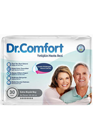 Yetişkin Hasta Bezi Bel Bantlı Tekstil Yüzeyli XL - Ekstra Büyük 60 Adet (2PK*30)