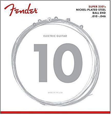 Fender Super 250's Guitar Strings Nickel Plated Steel Ball End 250R Gauges .010-.046 String Sets - Elektro Gitar Teli