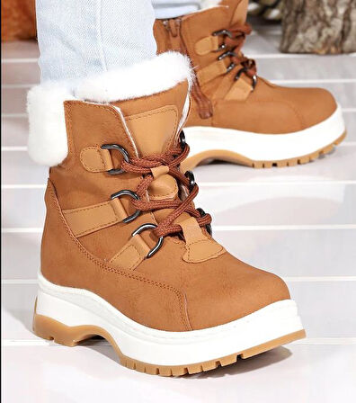 Vicco Alexis Hafif Unisex Fermuarlı Kahverengi Kürklü Kışlık Çocuk Botu