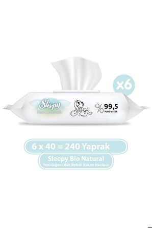 Sleepy Bio Natural Yenidoğan Islak Bebek Bakım Havlusu 6x40 (240 Yaprak)