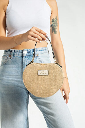 Hasır El Çantası Ve Omuz Çantası Kalpli Çanta