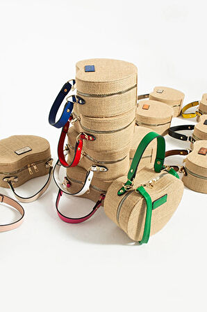 Hasır El Çantası Ve Omuz Çantası Kalpli Çanta