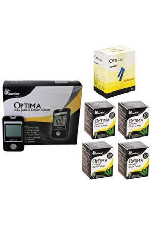 Kan Şekeri Ölçüm Cihazı 4 Kutu Strip 200 Adet ve 1 Kutu 100 Adet Opti-clix Parmak Delici