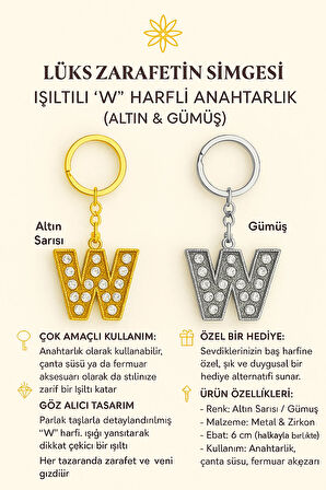 Işıltılı ‘W’ Harfli Anahtarlık – Lüks ve Anlamlı Bir Dokunuş