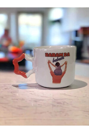 İki Seramik Kişiselleştirilebilir Baba Kız Baskılı El Yapımı Yıldız Kupa Mug Çay Kahve Fincanı
